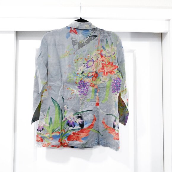 Citron Santa Monica Small 100% Linen Button Down Print Shirt - Picture 5 of 13